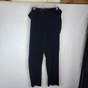 Villager Signature Woman Black Velour Track Pants Ribbon Tie Waist Size 3